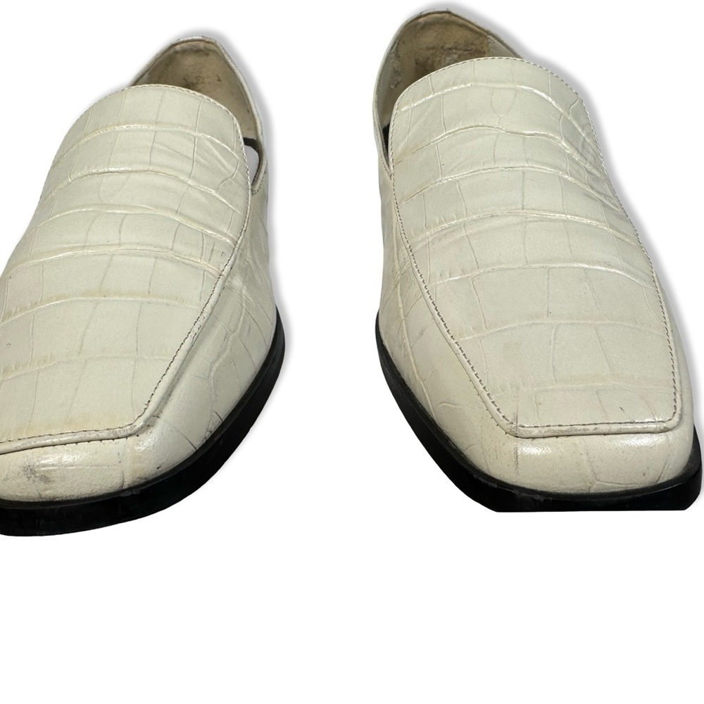 Everlane Square Toe  Oxfords Loafers Bone White Embossed Croc genuine leather - Picture 3 of 8